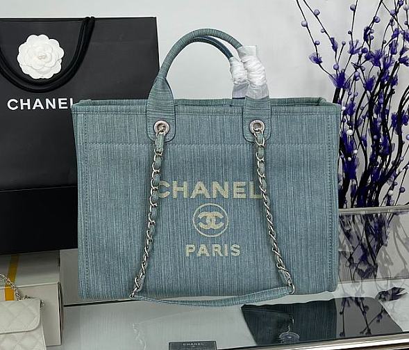 Chanel Denim Deauville Shopping Tote Size 38 x 32 x 18 cm - 1