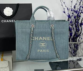 Chanel Denim Deauville Shopping Tote Size 38 x 32 x 18 cm