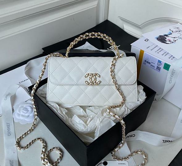 Chanel Chain Strap CC Logo Handle AP3238 White Size 19 x 10 x 4.5 cm - 1