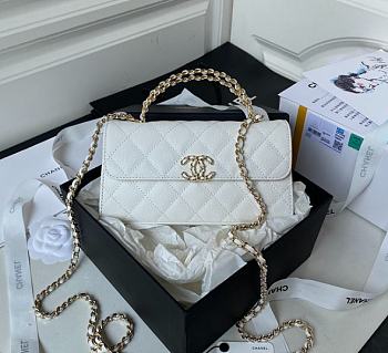 Chanel Chain Strap CC Logo Handle AP3238 White Size 19 x 10 x 4.5 cm