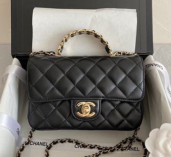 Chanel Flap Handle Bag Black Size 18 × 7 × 12 cm