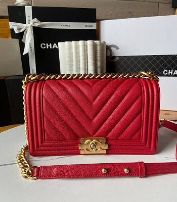 Chanel le boy 19 Caviar Red #67086