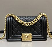 CHANEL SMALL BOY HANDBAG BLACK & GOLDEN METAL A67085 20 CM - 1