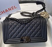 Chanel Grained Calfskin Leboy Medium Black Hardware Size 25 cm - 1