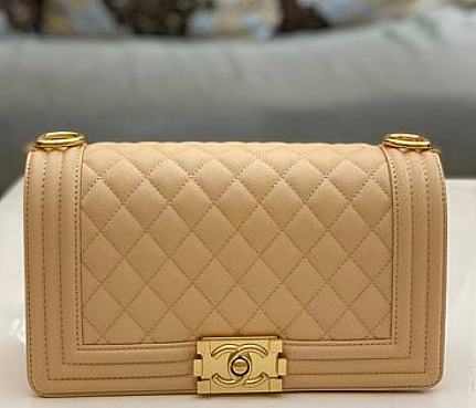 Chanel Boy Bag in Beige Gold Hardware Size 25 cm - 1