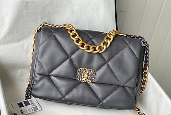 Chanel 19 Flap Bag Lambskin Dark Grey Size 30 x 10 x 20 cm