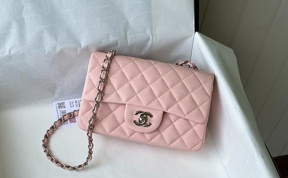 Chanel Flap Bag Caviar Silver Hardware Pink Size 20 cm - 1