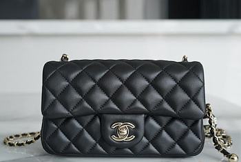 Chanel Mini Flap Bag Metal Ball Black Lambskin Size 13 × 20 × 7 cm