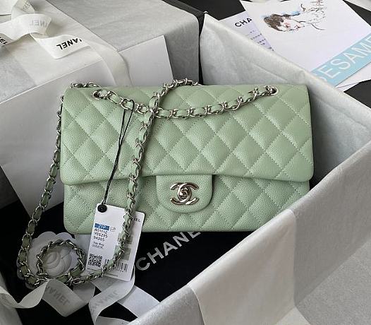 Chanel Flap Bag A01112 Caviar Light Green Size 15.5 x 25.5 x 6.5 cm - 1