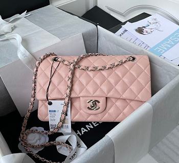 Chanel Classic Flap Bag A01112 Caviar Pink/Silver Size 15.5 x 25.5 x 6.5 cm