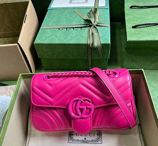 Gucci Marmont Mini Chain Bag Rose Pink Size 22 x 13 x 6 cm - 1