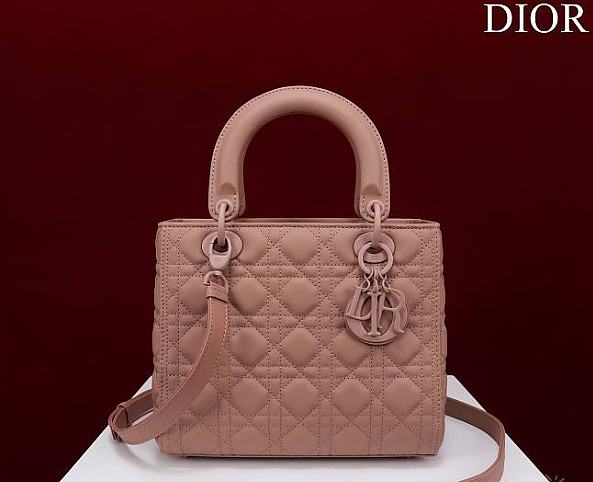 Dior Lady medium matte beige lambskin 24cm bag - 1