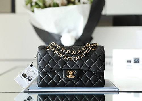 Chanel Flap Bag- Black Lambskin-23CM - 1