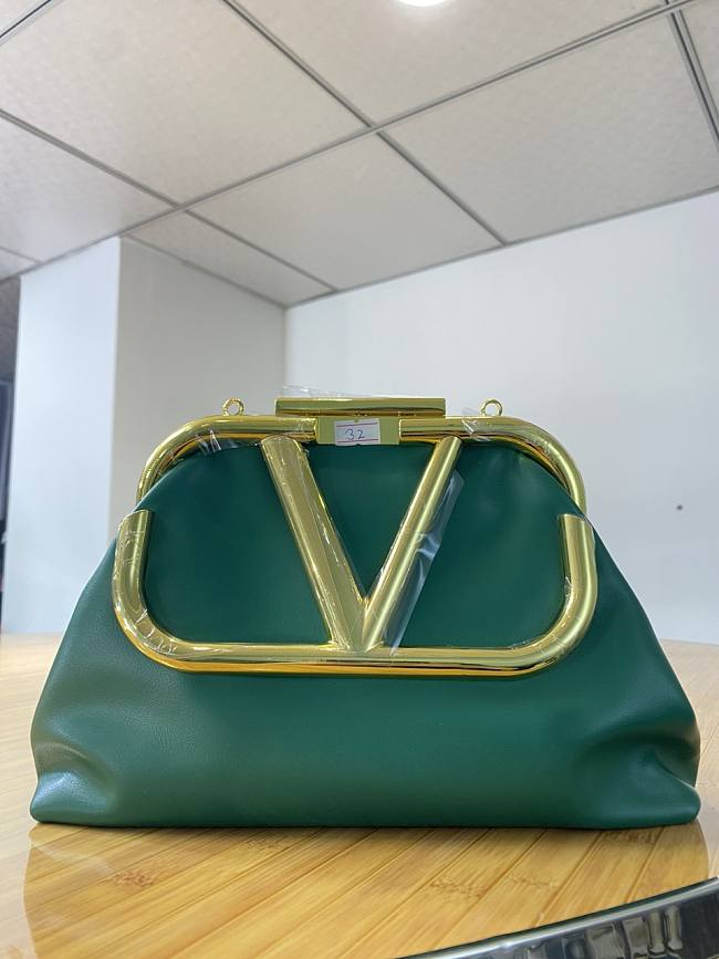 Valentino Vlogo Green Handbag - 1