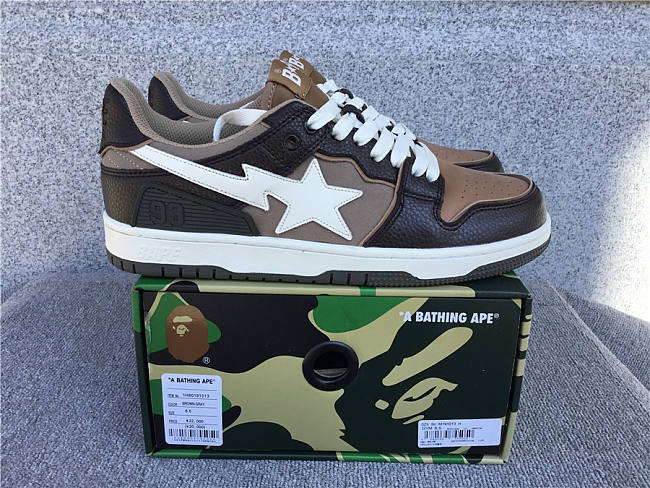 A Bathing Ape Bape SK8 Sta Brown Ivory - 001FWH801013_BEI_A - 1