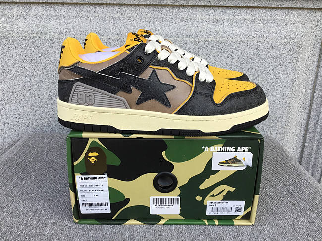 A Bathing Ape Bape SK8 Sta Vintage Black Yellow - 1I20-291-021 - 1