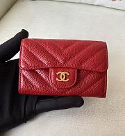 Chanel Caviar Red Wallet Size 11 x 9 cm - 1