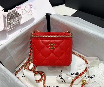 Chanel 2020 SS Cosmetic Bag Red 10.5-8.5-7 cm