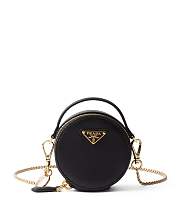 Prada black Saffiano Leather Circular Mini Pouch 8cm - 1