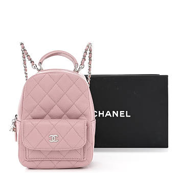 CHANEL Caviar Quilted CC Mini Classic Backpack Light Pink